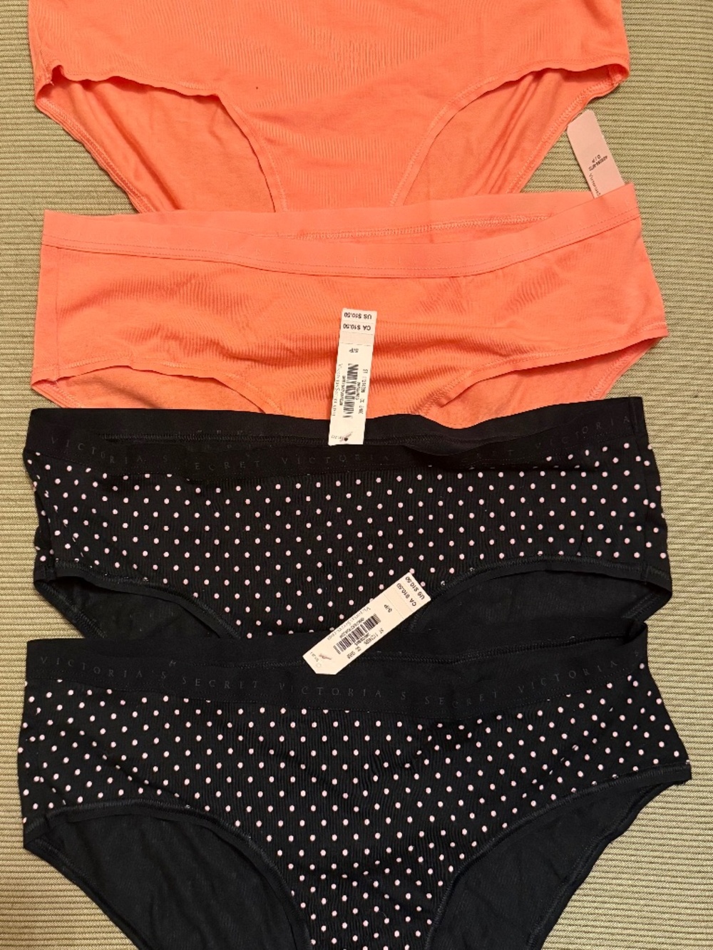 Lot of 4 Victoria's Secret Hiphugger/Hipster Panties size S.
